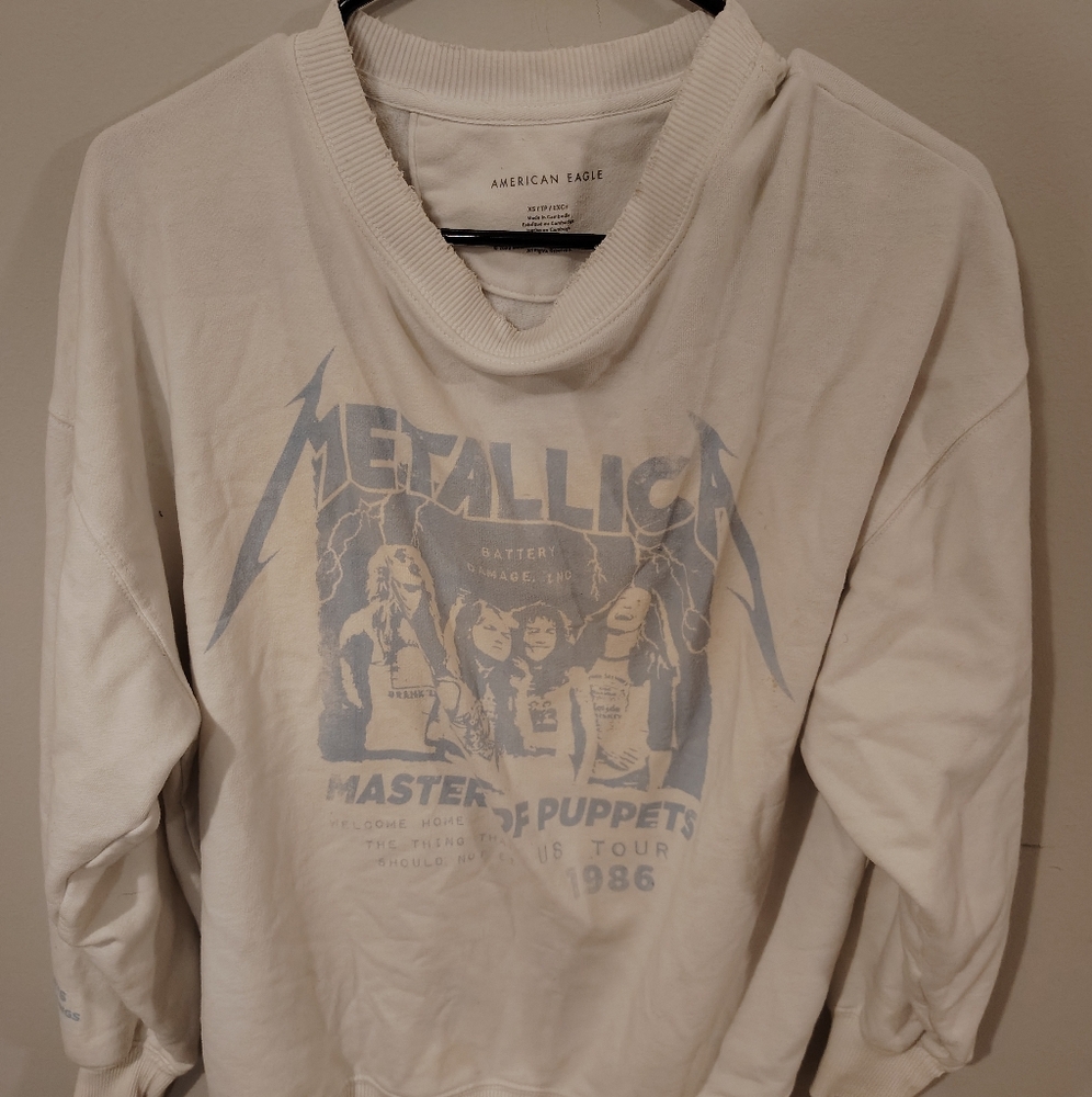 White Metallica Graphic Sweatshirt